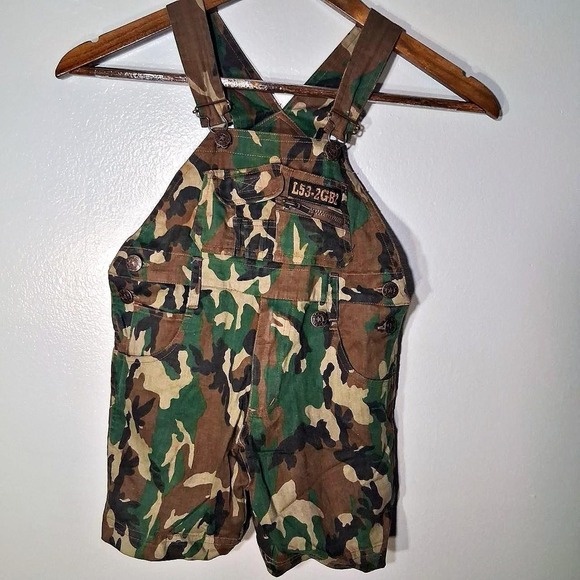 Other - Boys Vintage short overall Green & Brown Camouflage Dungaree